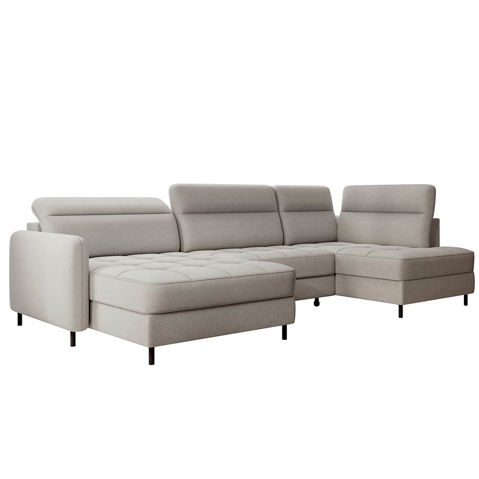 U shape sofa Elberto L, sleeping function, Raquel 03, grey, H100x165x306cm
