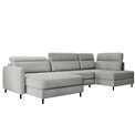 П-образный угловой диван Elberto L, раздвижной, Aubron 04, волнистый бархат, серый, H100x165x306см