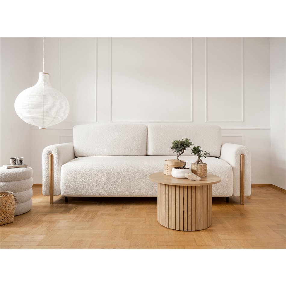 Sofa bed Elcadova Oak, sleeping function, Jaffray 01, white, H97x97x244cm
