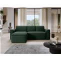 Corner sofa Elume L, sleeping function, Amore 35, Velvetmat 10, bouclé, green, H88x190x287cm
