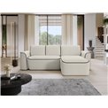 Corner sofa Elume R, sleeping function, Amore 01, Velvetmat 22, bouclé, beige, H88x190x287cm