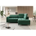 Corner sofa Elbare R, sleeping function, Lukso 35, velvet, dark green, H100x160x208cm