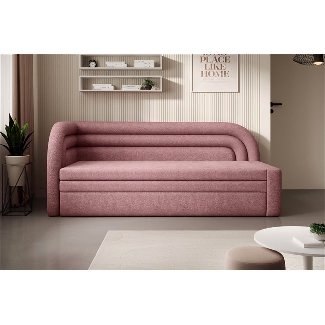 Sofa bed Elfabilo L, sleeping function, Touch 24, textured velvet, pink, H80x86x223cm