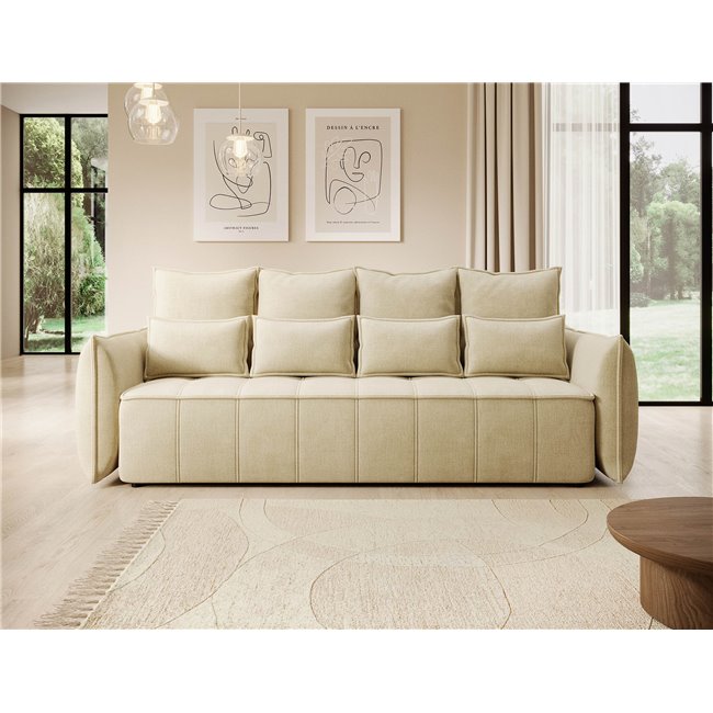 Sofa bed Elwelton, sleeping function, Monolith 04, velvet, beige, H94x106x242cm