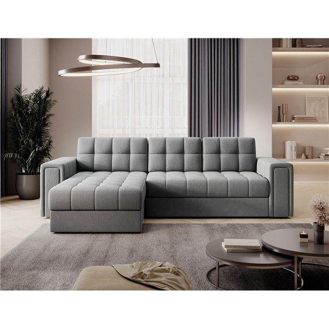 Угловой диван Elveni L/R Reversible, раздвижной, Sola 04, серый, H82x150x260см
