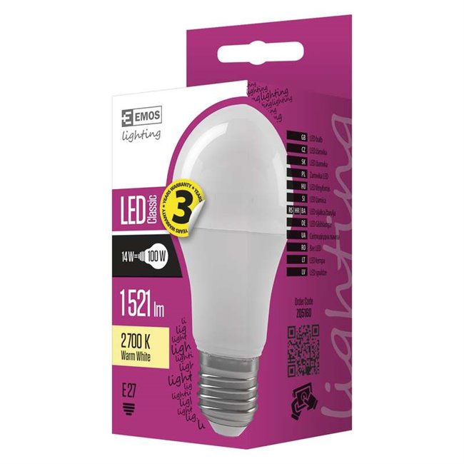 LED Лампочка 14W E27, 1521 lm, 2700K