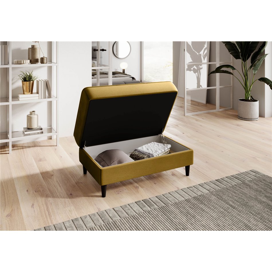 Пуф с ящиком для хранения Elbellis, Nube 45, бархат, желтый, H42x62x97см