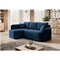 Corner sofa Elhandson L, sleeping function, Lukso 40, velvet, blue, H89x150x206cm