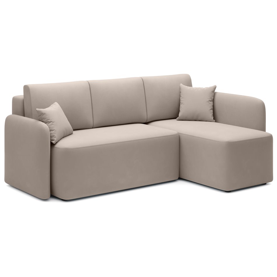 Corner sofa Elhandson R, sleeping function, Sola 18, beige, H89x150x206cm