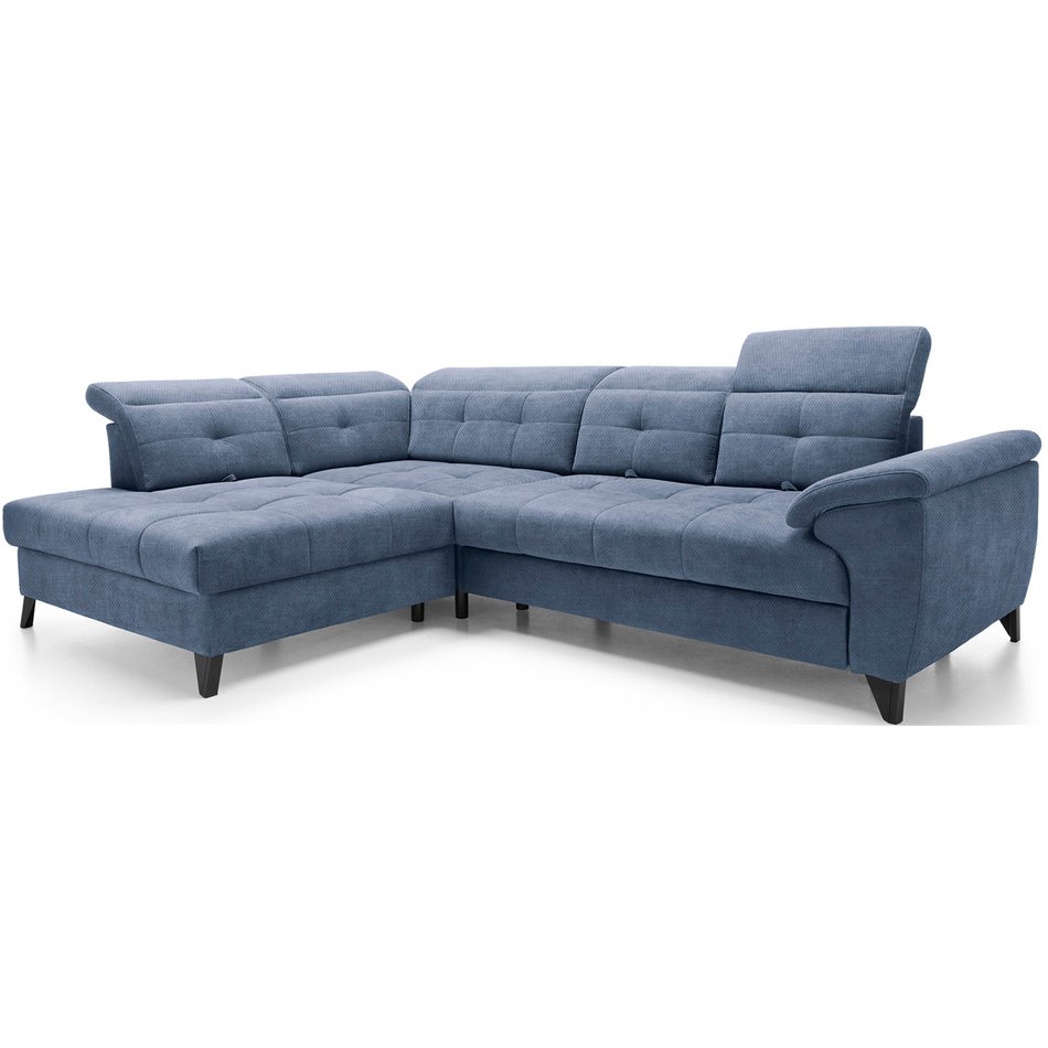 Corner sofa Elinferne L, sleeping function, Raquel 40, dark blue, H107x210x297cm