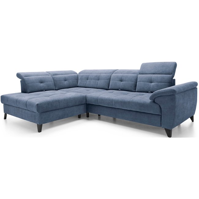 Corner sofa Elinferne L, sleeping function, Raquel 40, dark blue, H107x210x297cm