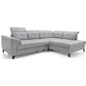 Corner sofa Elinferne R, sleeping function, Aura 04, velvet, grey, H107x210x297cm