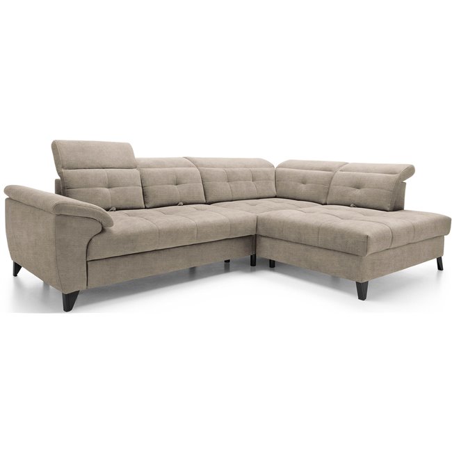 Corner sofa Elinferne R, sleeping function, Raquel 20, beige, H107x210x297cm