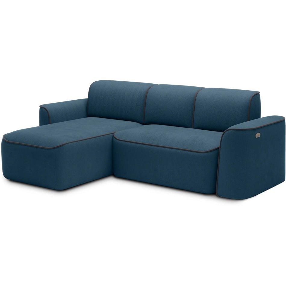 Corner sofa Elume L, sleeping function, Amore 40, Velvetmat 6, bouclé, blue, H88x190x287cm