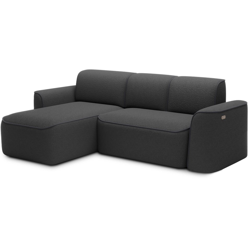 Угловой диван Elume L, с механизмом раскладыванием, Royal 05, Velvetmat 6, букле, темно-серый, H88x190x287см