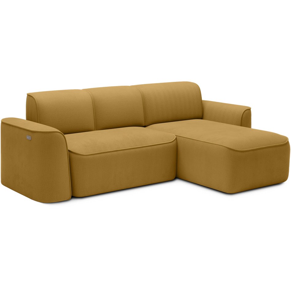 Nurgadiivan Elume R, elektrooniliselt pikendatav, Amore 45, Riviera 41, bouclé, kollane, H88x190x287cm