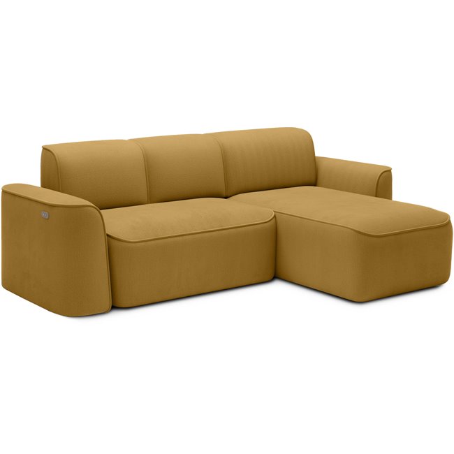 Nurgadiivan Elume R, elektrooniliselt pikendatav, Amore 45, Riviera 41, bouclé, kollane, H88x190x287cm