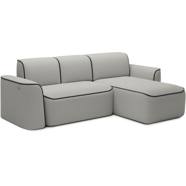 Угловой диван Elume R, с механизмом раскладыванием, Royal 04, Velvetmat 6, букле, серый, H88x190x287см
