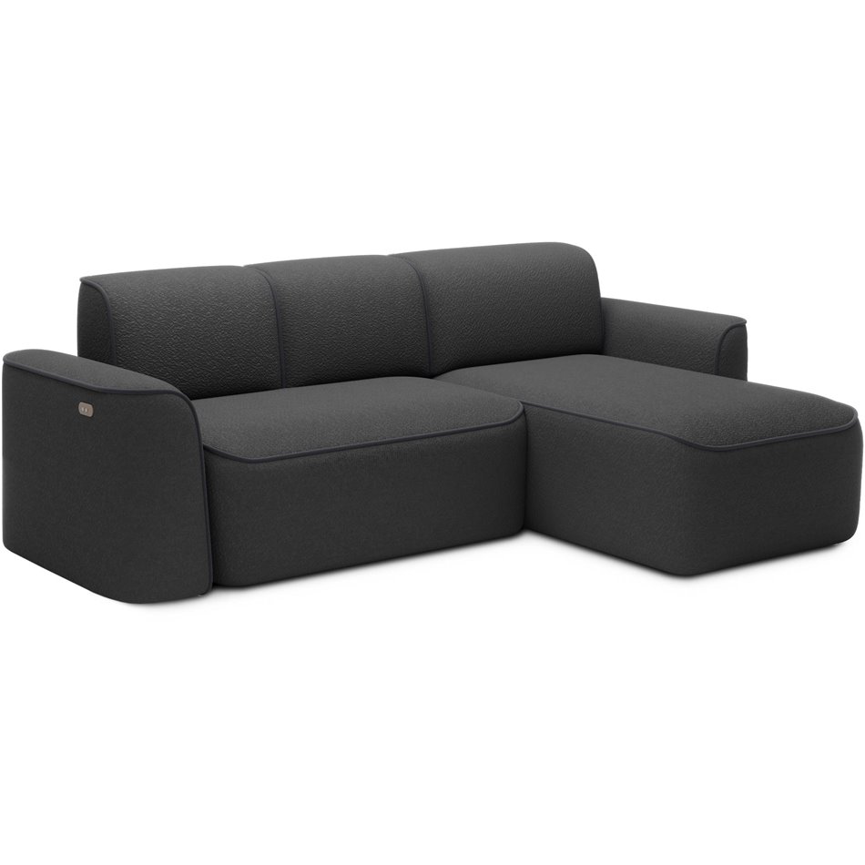 Угловой диван Elume R, с механизмом раскладыванием, Royal 05, Velvetmat 6, букле, темно-серый, H88x190x287см