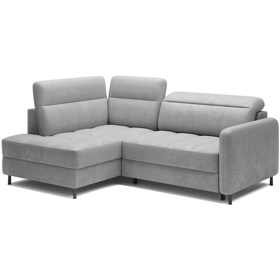 Угловой диван Elbare L, раздвижной, Nube 3, бархат, серый, H100x160x208см