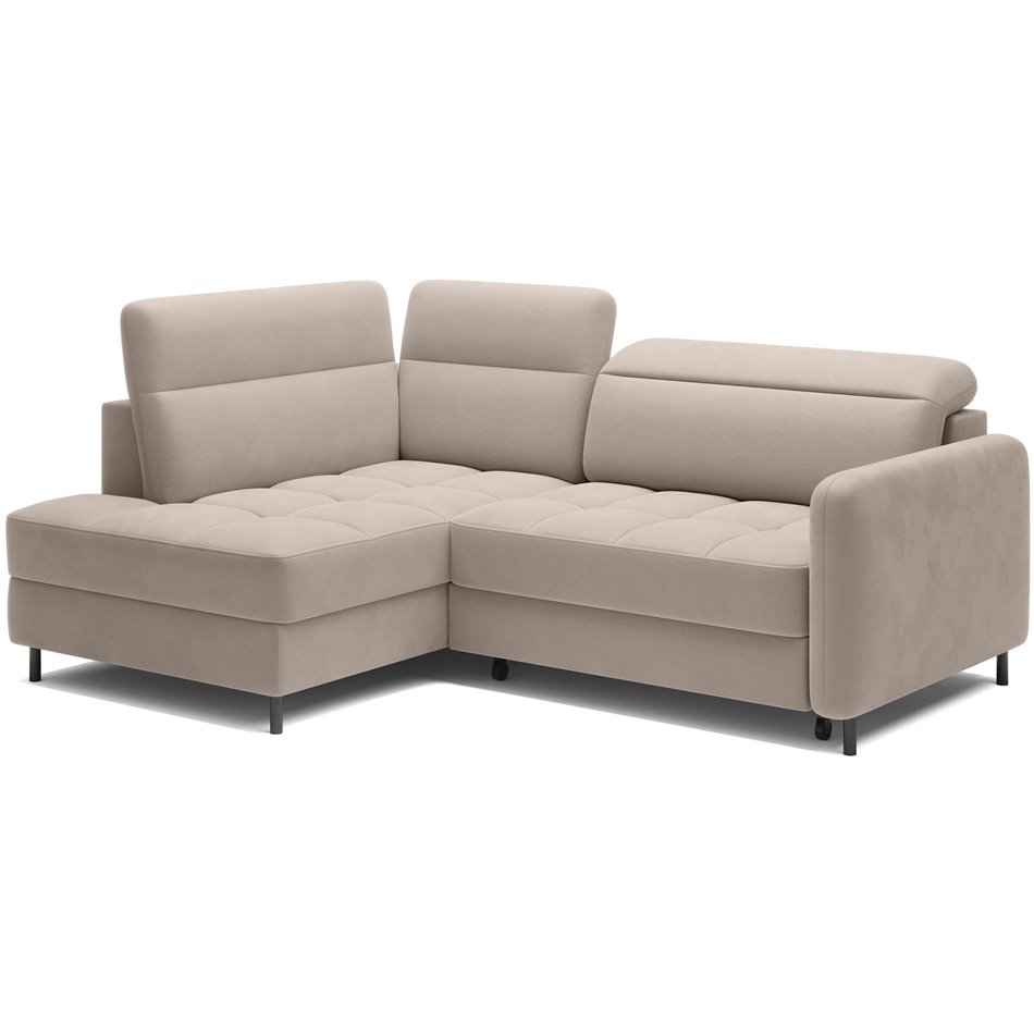 Corner sofa Elbare L, sleeping function, Sola 18, beige, H100x160x208cm