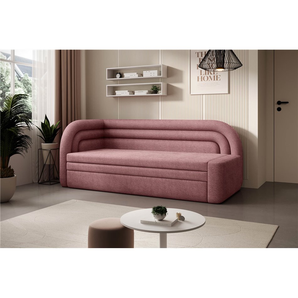 Sofa bed Elfabilo L, sleeping function, Touch 24, textured velvet, pink, H80x86x223cm