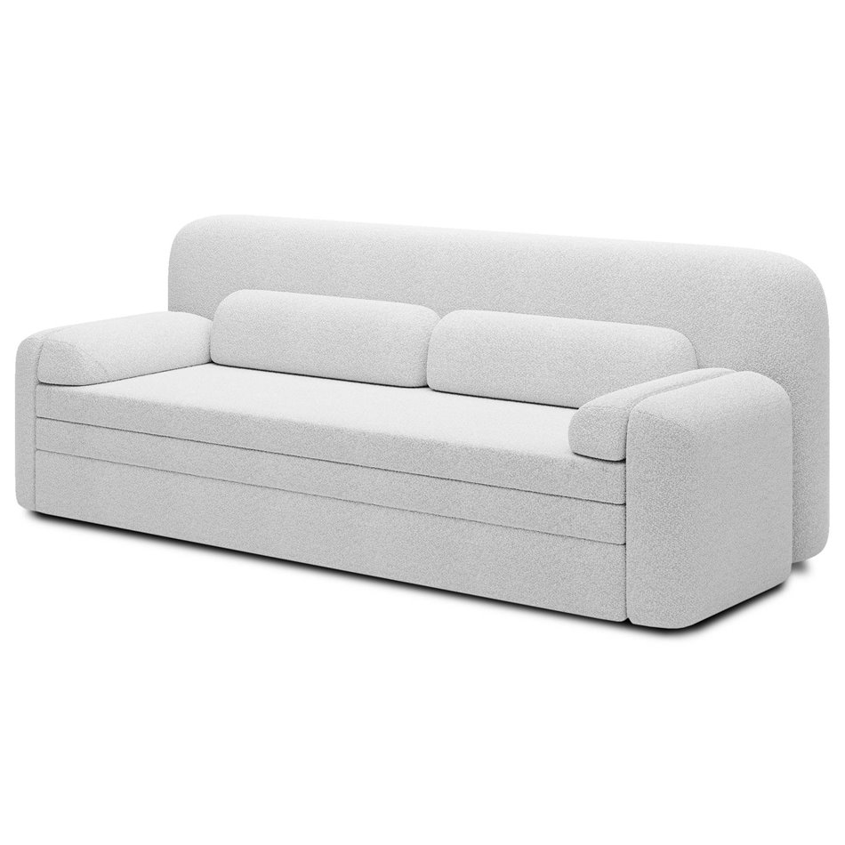 Sofa bed Elioss, sleeping function, Royal 01, bouclé, white, H87x89x236cm
