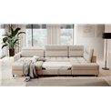 U shape sofa Elberto L, sleeping function, Raquel 18, beige, H100x165x306cm