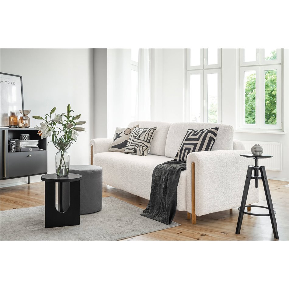 Diivanvoodi Elcadova Tamm, pikendatav, Royal 01, bouclé, valge, H97x97x244cm