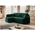 Corner sofa Elhandson L, sleeping function, Lukso 35, velvet, green, H89x150x206cm