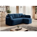 Corner sofa Elhandson R, sleeping function, Lukso 40, velvet, blue, H89x150x206cm