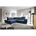 Corner sofa Elinferne L, sleeping function, Aura 40, velvet, dark blue, H107x210x297cm