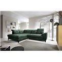 Corner sofa Elinferne L, sleeping function, Raquel 35, dark green, H107x210x297cm
