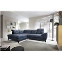 Corner sofa Elinferne L, sleeping function, Relax 40, velvet, dark blue, H107x210x297cm