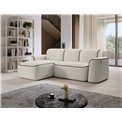 Corner sofa Elume L, sleeping function, Amore 01, Velvetmat 22, bouclé, beige, H88x190x287cm