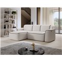 Corner sofa Elume L, sleeping function, Royal 01, Velvetmat 22, bouclé, white, H88x190x287cm