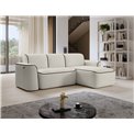 Corner sofa Elume R, sleeping function, Amore 01, Velvetmat 22, bouclé, beige, H88x190x287cm