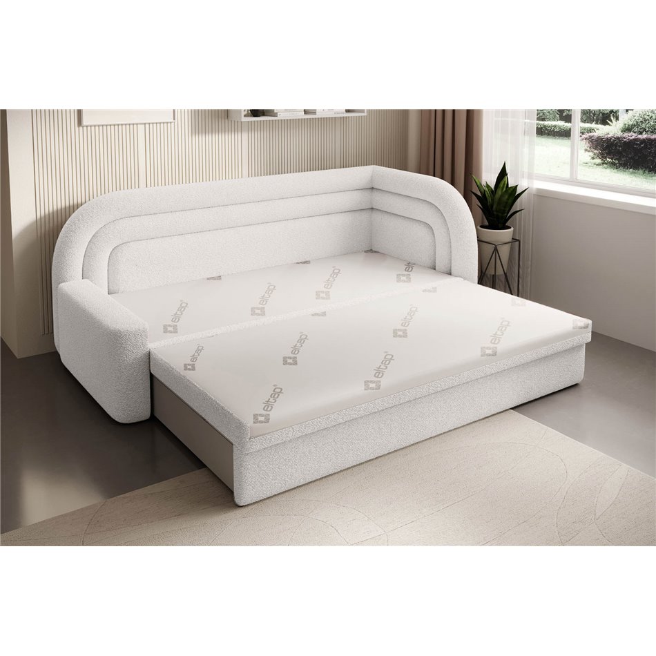 Sofa bed Elfabilo R, sleeping function, Royal 01, bouclé, white, H80x86x223cm