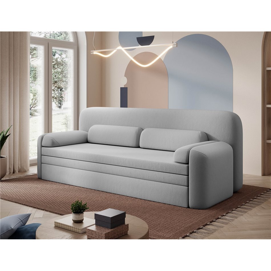 Sofa bed Elioss, sleeping function, Sola 4, grey, H87x89x236cm