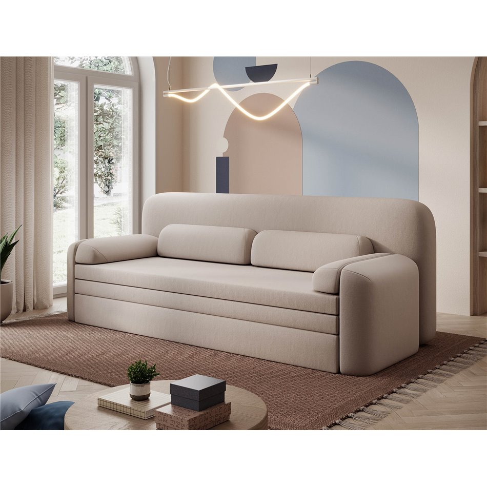 Sofa bed Elioss, sleeping function, Sola 18, beige, H87x89x236cm