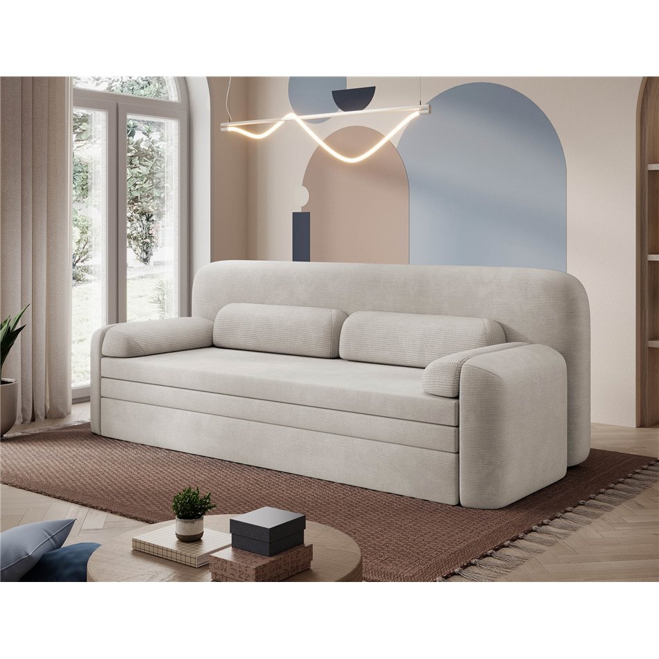 Sofa bed Elioss, sleeping function, Tabbris 18, beige, H87x89x236cm