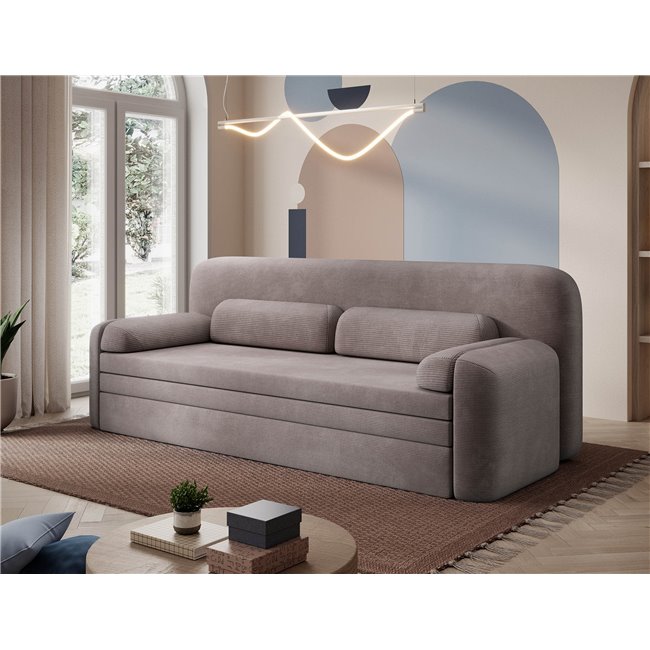 Sofa bed Elioss, sleeping function, Tabbris 22, brown, H87x89x236cm