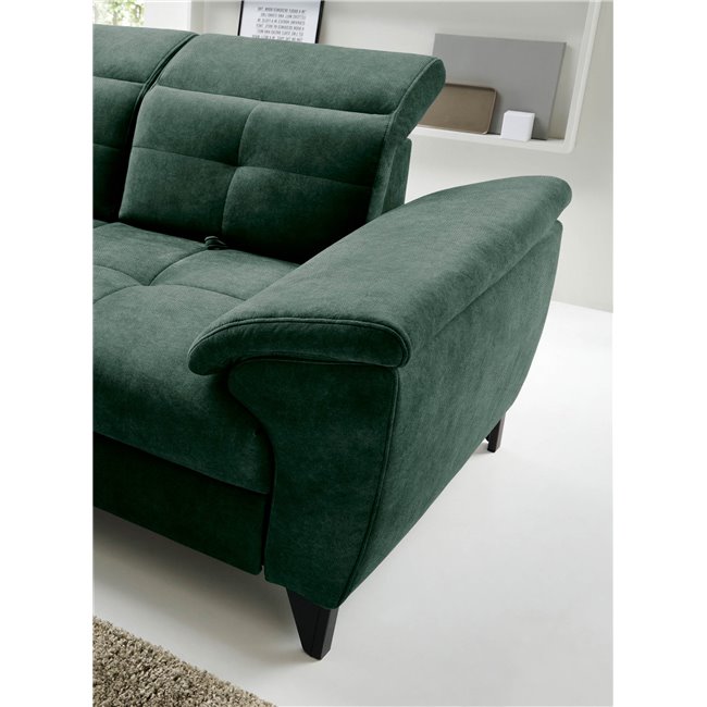 Corner sofa Elinferne L, sleeping function, Raquel 35, dark green, H107x210x297cm