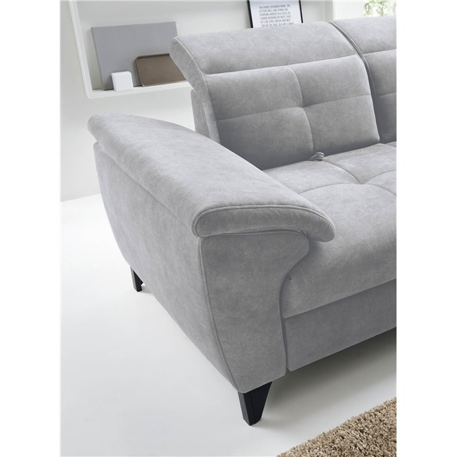 Corner sofa Elinferne R, sleeping function, Aura 04, velvet, grey, H107x210x297cm
