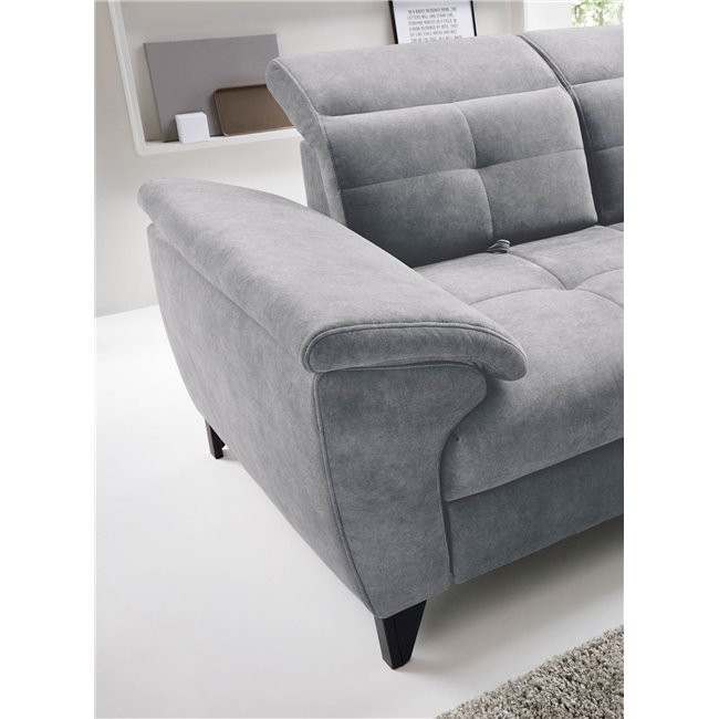 Угловой диван Elinferne R, раздвижной, Relax 04, бархат, серый, H107x210x297см