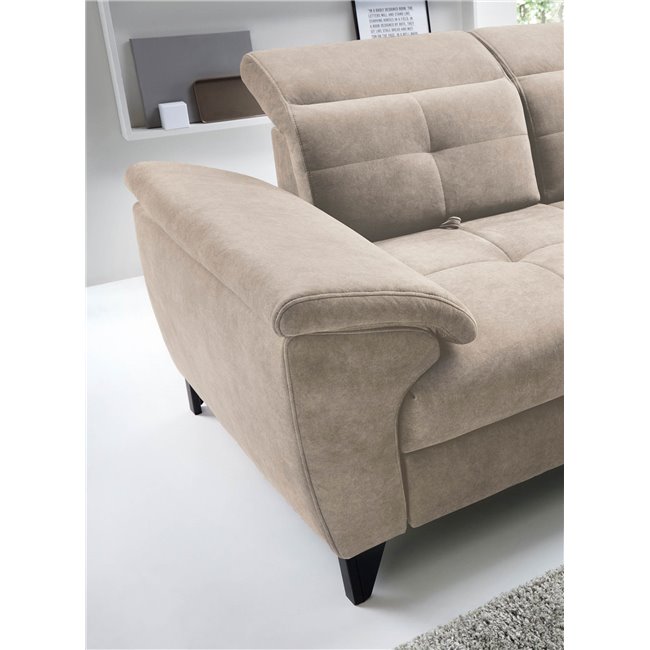 Угловой диван Elinferne R, раздвижной, Relax 20, бархат, бежевый, H107x210x297см