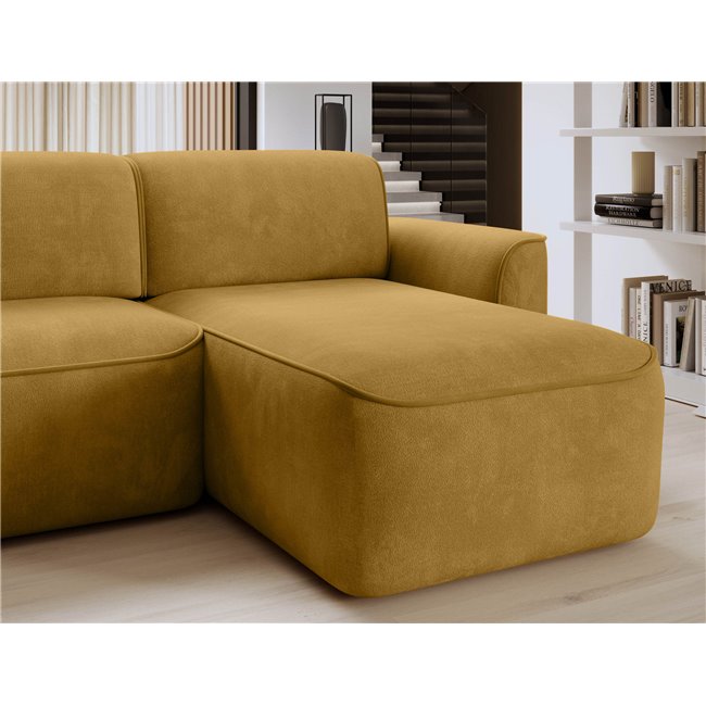 Nurgadiivan Elume R, elektrooniliselt pikendatav, Amore 45, Riviera 41, bouclé, kollane, H88x190x287cm