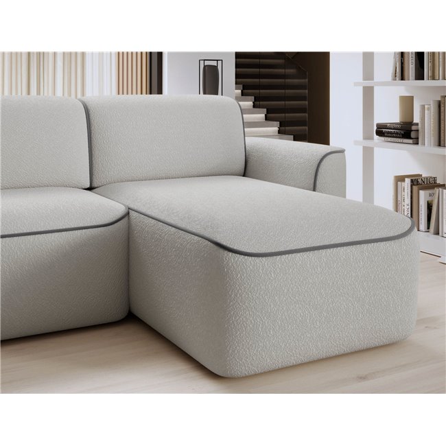 Угловой диван Elume R, с механизмом раскладыванием, Royal 03, Velvetmat 4, букле, серый, H88x190x287см