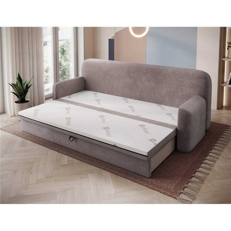 Sofa bed Elioss, sleeping function, Tabbris 22, brown, H87x89x236cm