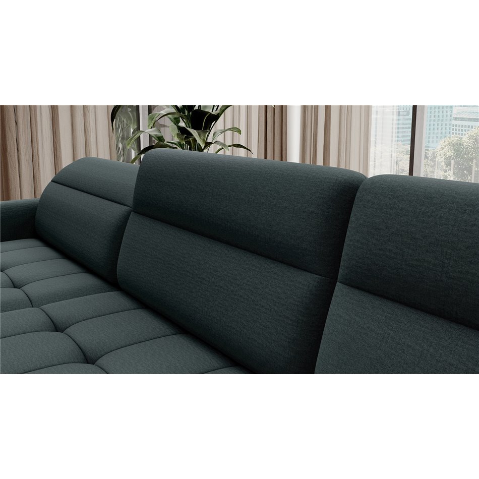 П-образный угловой диван Elberto L, раздвижной, Manhattan 38, бархат, зеленый, H100x165x306см